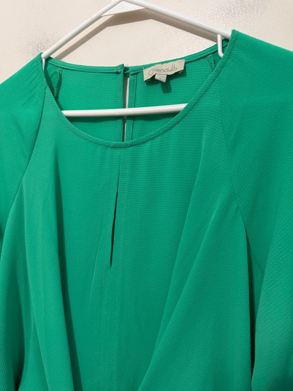 Chenault Green Tie Front Blouse Women’s Large Flowy 3/4 Sleeve Lightweight Top - Picture 8 of 13